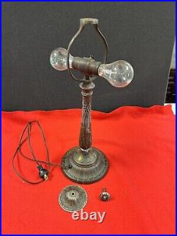 Antique Original RAINAUD Morning Glory Slag Glass Table Lamp