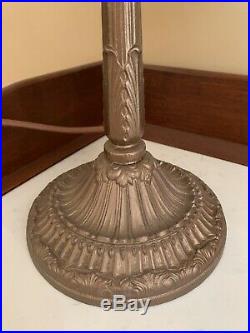 Antique Pittsburgh Reverse Painted Shade Desk Lamp Landscape Ice Chip 20 X 14