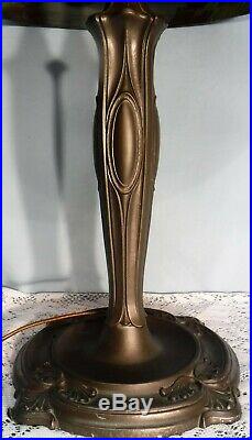 Antique Reverse Painted Signed Miller Co. 285 Table Lamp Stream & Trees Scene