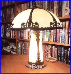 Antique Salem Brothers Bent Slag Glass Lamp Miller Bradley & Hubbard Styles