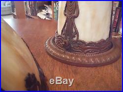 Antique Salem Brothers Bent Slag Glass Lamp Miller Bradley & Hubbard Styles