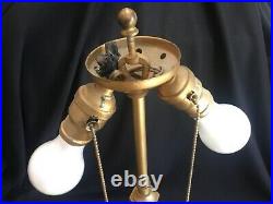 Antique Signed Charles Parker Slag Glass Lamp Bradley & Hubbard Era for Resto