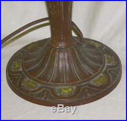 Antique Slag Glass Caramel Six Panel Electric Table Lamp