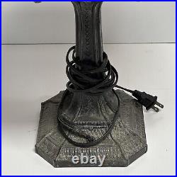 Antique Slag Glass Table Lamp Art Deco Nouveau