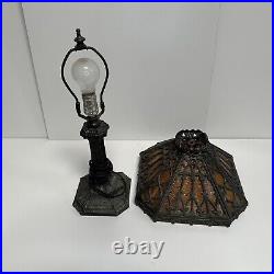 Antique Slag Glass Table Lamp Art Deco Nouveau