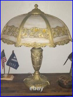 Antique Slag Glass Table Lamp Miller Hubbard Style 1920 Flawless Glass