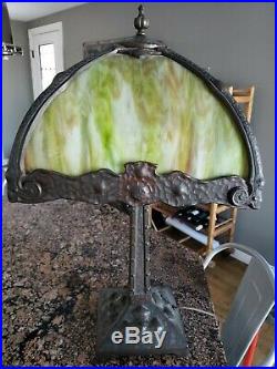 Antique Slag Glass and Bronze Large & Heavy 1920's-30's, Table Lamp