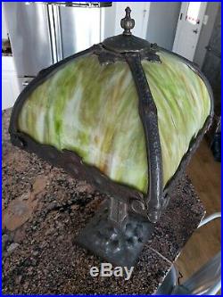 Antique Slag Glass and Bronze Large & Heavy 1920's-30's, Table Lamp