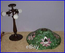 Antique Suess Floral Leaded Slag Stained Glass Handel Duffner Tiffany Era Lamp