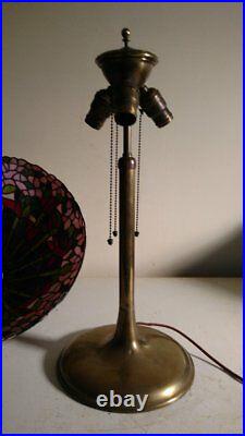 Antique Unique style Brass Trumpet Lamp for Leaded/Slag glass handel era