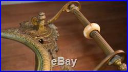 Antique Victorian Bradley & Hubbard Brass Iron Onyx Lamp Plant Fern Stand Table