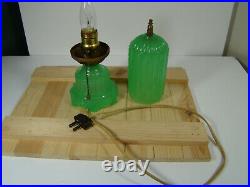 Antique c1930s Houze Glass Art Deco Dresser Nightstand Boudoir Lamp