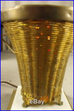 Antique1920 Art Deco Czech Crystal Beaded Glass Fruit Basket Table Lamp