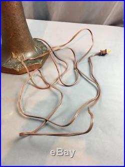 Antq Art Nouveau Pittsburgh Miller Slag Glass Lamp With Original Pottery Base