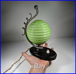 Art Deco 1930´s Table Glass Lamp Green Globe Lamp RARE