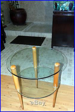 Art Deco Gilbert Rohde for Herman Miller 2 Tier Glass Lamp Table