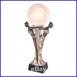 Art Deco Maiden Muses Statue Frosted Glass Globes Illuminated Sculpture Lamp
