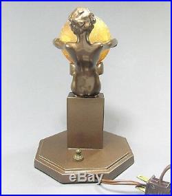 Art Deco Signed FRANKART Nude Figural Lamp withGlobe No. L261 ca. 1930s Cool Piece