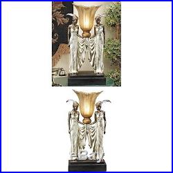 Art Deco Table Lamp Nouveau Glass Shade Lady Figure Figural Women Statues Office