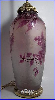 Art Nouveau 1910 Legras Monumental Vase Table Lamp