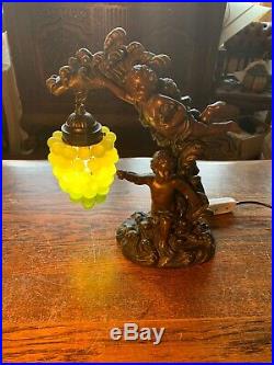 Art Nouveau Style Glass Grapes Table Lamp