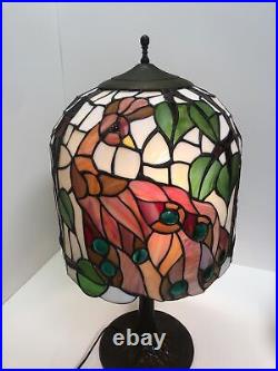 Art Nouveau Style Peacock Stained Glass Table Lamp