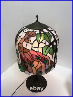 Art Nouveau Style Peacock Stained Glass Table Lamp