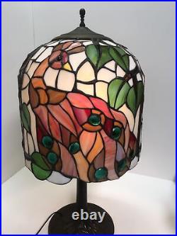 Art Nouveau Style Peacock Stained Glass Table Lamp