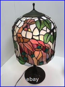 Art Nouveau Style Peacock Stained Glass Table Lamp