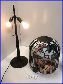 Art Nouveau Style Peacock Stained Glass Table Lamp