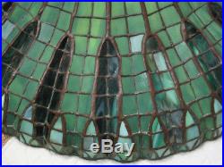 Artisan Leaded Glass Lamp With Lotus Style Shade Hand Crafted Art Nouveau