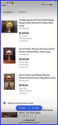 Arts & Crafts, Mission, Pyramid, Camel Scenic, Stained Glass, Table Lamp