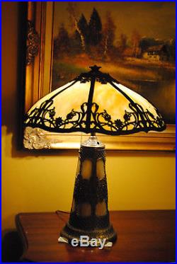 Arts & Crafts, Nouveau, B&H, Handel Era Lighthouse, Stained, Leaded Slag Glass Lamp