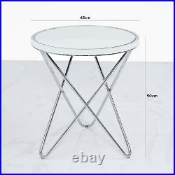 Atom Mirrored Glass Top Bedside End Table Lamp Display Side Table Drinks Table