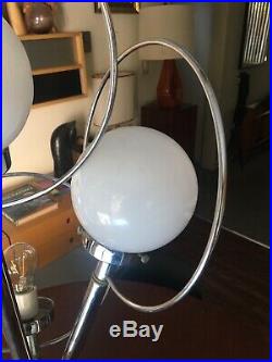 Atomic MCM Mid Century Modern Sputnik Floor Or Table Lamp Chrome Glass Bulbs Vtg