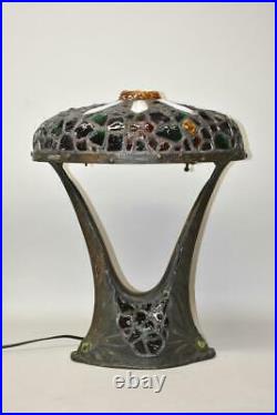 Austrian Art Nouveau Chunk Glass Table Lamp