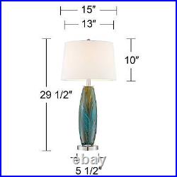 Azure Modern Table Lamps Set of 2 29 1/2 Tall Blue Brown White Tapered Shade