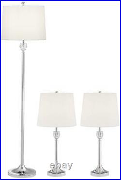 Barnes and Ivy Romley Chrome and Crystal 3-Piece Floor and Table Lamp Set