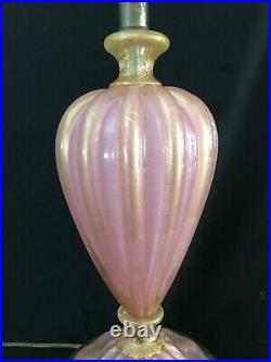 Barovier & Toso Murano'Cordonato d'Oro' Gold leaf & Pink Glass Table Lamp