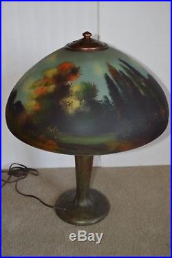 Beautiful 17 3/4 Signed Handel Reverse-painted Table Lamp