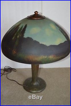 Beautiful 17 3/4 Signed Handel Reverse-painted Table Lamp