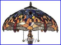Beautiful 25 in. Tiffany Table Lamp Light Dragonfly Stained Glass Handcrafted