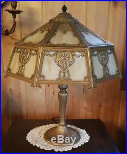 Beautiful Antique Bradley & Hubbard Slag Glass Table Lamp