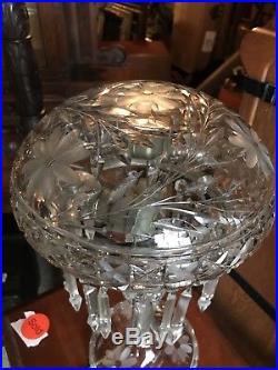 Beautiful Antique Cut Glass Mushroom Table Lamp Deep Cut Acorn Pulls. Crystal