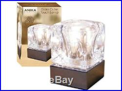 Beautiful Chrome & Glass Ice Cube Bright Halogen Lamp Table Bedsides Touch Light