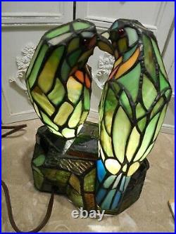 Beautiful Stained Glass Love Birds Lamp 12 Tall