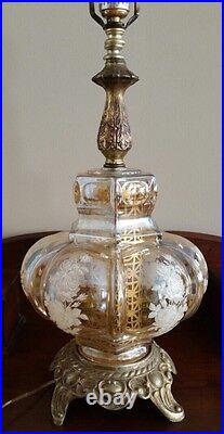 Beautiful Vintage Carnival Glass Table Lamp