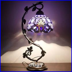 Bedside Table Lamp Stained Glass Tiffany Style Banker Desk Reading Light Bedroom
