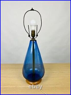 Blenko LP- 3 Glass Table Lamp In Blenko blue vintage mid century modern 33