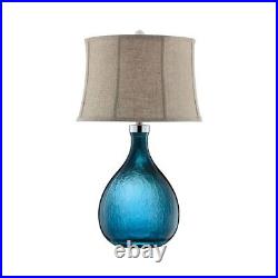 Blue Gourd Table Lamp Made Of Glass And Steel With A 3-Way Switch Table Lamps